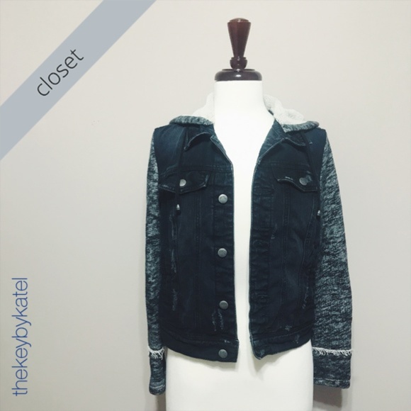 Free People Jackets & Blazers - Free People Distressed Black Denim Jean Jacket
